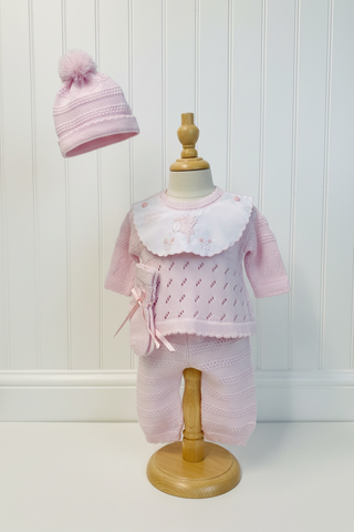 Will'beth Girls Pink Knit Stork Coming Home 4pc Pant Gift Set Size Preemie Newborn