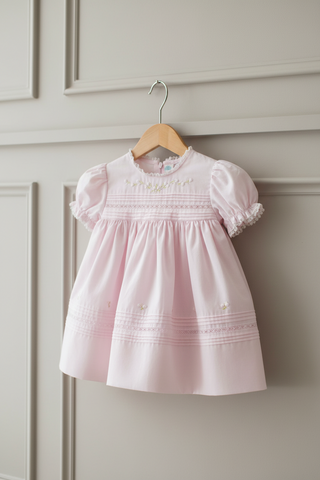 Feltman Brothers Baby Girls Pink Heirloom Lace & Rose Bullion Dress Newborn