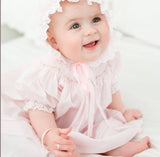Feltman Brothers Baby Girls Pink Heirloom Smocked Bishop Lace Infant Dress 3 6 9 12 18 24 Months