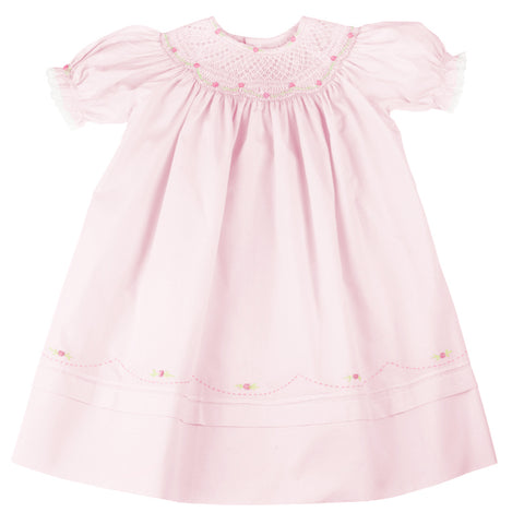 Feltman Brothers Baby Girls Pink Heirloom Smocked Bishop Lace Infant Dress 3 6 9 12 18 24 Months