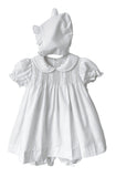 Girls White Pintuck Feather Stitch 3pc Dress Newborn 3 6 9 Months