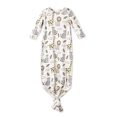 Safari Snuggles Bamboo Baby Knotted Gown Jungle Print