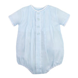 Petit Ami Boys Blue Plane Car Pintuck Romper Bubble & Hat Newborn