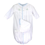 Petit Ami Boys White Car, Train & Boat Clasic Batiste Gown with Hat Newborn