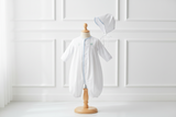 Petit Ami Boys White Car, Train & Boat Clasic Batiste Gown with Hat Newborn