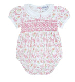 Nellapima Luxurious Baby Girls Butterfly Print Pima Cotton Smocked Bubble Romper Newborn 0 3 Months