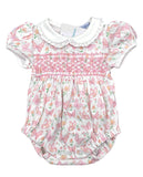 Nellapima Luxurious Baby Girls Butterfly Print Pima Cotton Smocked Bubble Romper Newborn 0 3 Months