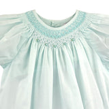 Petit Ami Girls Mint Green Smocked Hand Embroidered Classic Bubble Romper 3 6 9 Months