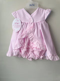 Will'beth Baby Girls Pink Open Back Ruffle 2pc Dress with Bloomers 3 6 9 Months