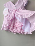Will'beth Baby Girls Pink Open Back Ruffle 2pc Dress with Bloomers 3 6 9 Months