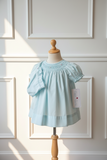 Petit Ami Girls Mint Green Bishop Smocked 2pc Dress & Bonnet Newborn