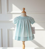 Petit Ami Girls Mint Green Bishop Smocked 2pc Dress & Bonnet Newborn