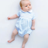 Magnolia Baby Luca's Classics Boys Blue Dot Smocked Romper Bubble Newborn 3 6 9 Months