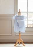 Petit Ami Boys Blue Classic Pintuck & Feather Stitched Jon Jon with Hat Size Newborn