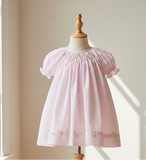 Petit Ami Girls Pink Multi Smocked Bishop Baby Dress Daygown Newborn