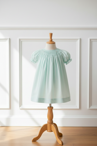 Petit Ami Girls Mint Green Pearl Bishop Smocked Dress 3 6 9 12 18 24 Months