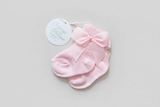 Carriage Boutiques Pink Knit Grosgain Bow Ribbon Socks Baby Girls Newborn 0 3 6 Months