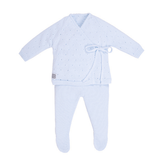 Minutus from Spain 100% Cotton Baby Girls or Boys Unisex Blue Knit Pant Set Preemie Newborn