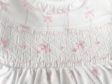 Magnolia Baby Girls Soft Pima Cotton Pink Smocked Bow Dress Amelia's Classics 3 6 9 Months