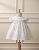 Magnolia Baby Girls Soft Pima Cotton Pink Smocked Bow Dress Amelia's Classics 3 6 9 Months