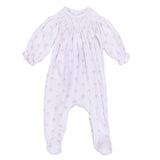 Magnolia Baby Baby Girls Pink Bow Print Pima Cotton Smocked Bishop Footie Longall  Preemie Newborn 3 6 9 Months Coquette