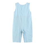 Blue Gingham Train Smocked Longall
