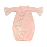 Haute Baby Girls Pink Petite Chic Lace Soft Knit Daygown Dress Newborn