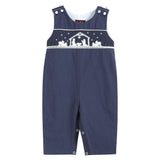 Dark Blue Nativity Smocked Overalls