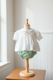 Petit Ami Green Fall Leaves Baby Girls Layette Diaper Set in Newborn
