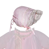 Remember Nguyen Pink Girls Vintage Lace Daygown Day Dress & Bonnet Newborn to 3 Months