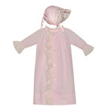 Remember Nguyen Pink Girls Vintage Lace Daygown Day Dress & Bonnet Newborn to 3 Months