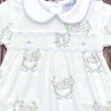 Nellapima Luxurious Baby Girls or Boys Lamb Print Pima Cotton Smocked Footie Newborn 0 3 Months