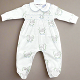 Nellapima Luxurious Baby Girls or Boys Lamb Print Pima Cotton Smocked Footie Newborn 0 3 Months