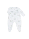 Nellapima Luxurious Baby Girls or Boys Lamb Print Pima Cotton Smocked Footie Newborn 0 3 Months