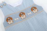 Light Blue Puppy Smocked Longall