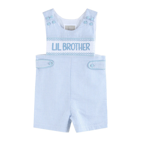Light Blue Seersucker Lil Brother Smocked Jon Jon