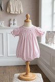 Magnolia Baby Girls Lillian's Pink Smocked Bubble Pima Cotton Romper Newborn 3 6 9 Months