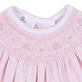 Magnolia Baby Girls Lillian's Pink Smocked Bubble Pima Cotton Romper Newborn 3 6 9 Months