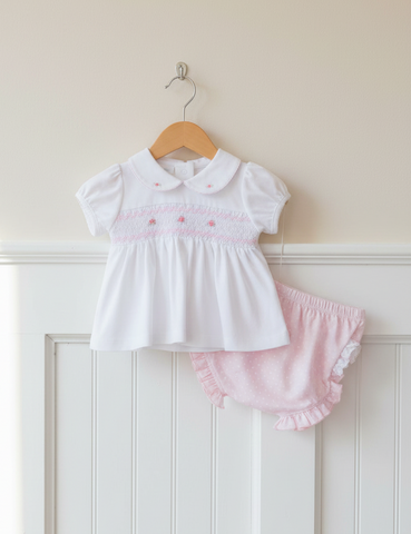 Magnolia Baby Girls Mia's Classic Smocked Diaper Set Newborn 3 6 9 Months