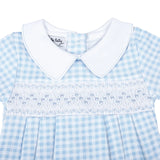 Magnolia Baby Boys Soft Pima Cotton Blue Check Smocked Romper Newborn 3 6 9 Months