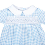 Magnolia Baby Baby Boys Soft Pima Cotton Blue Check Smocked Footie Longall Newborn