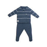 Minutus from Spain 100% Cotton Baby Girls or Boys Unisex Navy Stripe Knit Pant Set Preemie Newborn