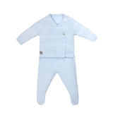 Minutus from Spain 100% Cotton Baby Girls or Boys Unisex Blue Stripe Knit Pant Set 0 3 6 Months
