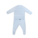 Minutus from Spain 100% Cotton Baby Girls or Boys Unisex Blue Stripe Knit Pant Set 0 3 6 Months