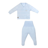 Minutus from Spain 100% Cotton Baby Girls or Boys Unisex Blue Stripe Knit Pant Set 0 3 6 Months