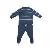 Minutus from Spain 100% Cotton Baby Girls or Boys Unisex Navy Stripe Knit Pant Set Preemie Newborn
