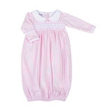 Magnolia Baby Girls Soft Pima Cotton Pink Gingham Check Smocked Gown Preemie & Newborn 3 6 9 Months