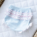Magnolia Baby Girls All Cotton Blue Polka Dot Smocked Piper's Diaper Set 3 6 9 Months