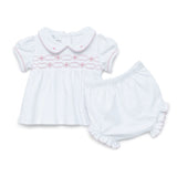Magnolia Baby Girls Poppy's Classic Smocked Diaper Set Newborn 3 6 9 Months