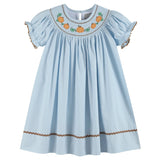 Lil Cactus Blue Pumpkin Fall Smocked Bishop Dress 12 18 24 Months 2T 3T 4T